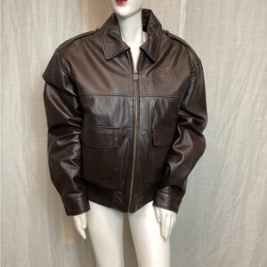 UPS Circle of Honor Leather Men’s Bomber Jacket; Size: L